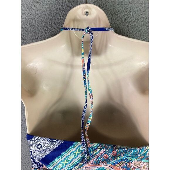 Kenneth Cole Swim Reaction Top Tankini Womens Size Small Ruffle Halter Blue - Picture 7 of 10